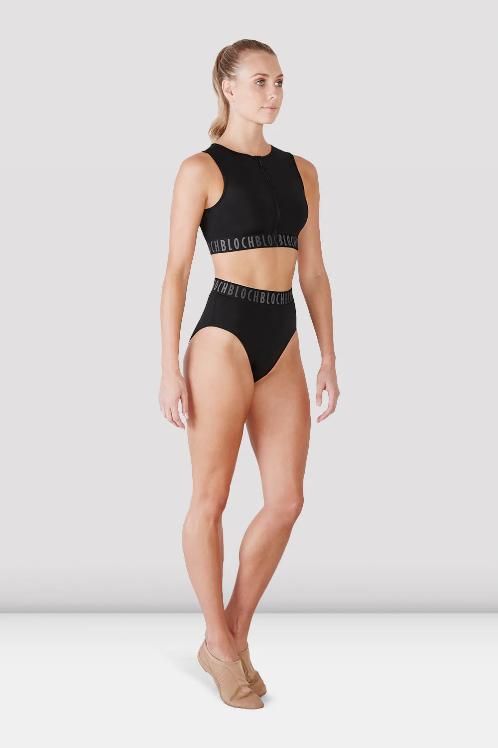 Bloch Remy zip front crop top