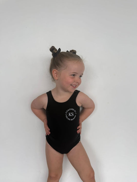 Thick strap leotard with logo