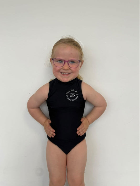 High neck leotard with logo