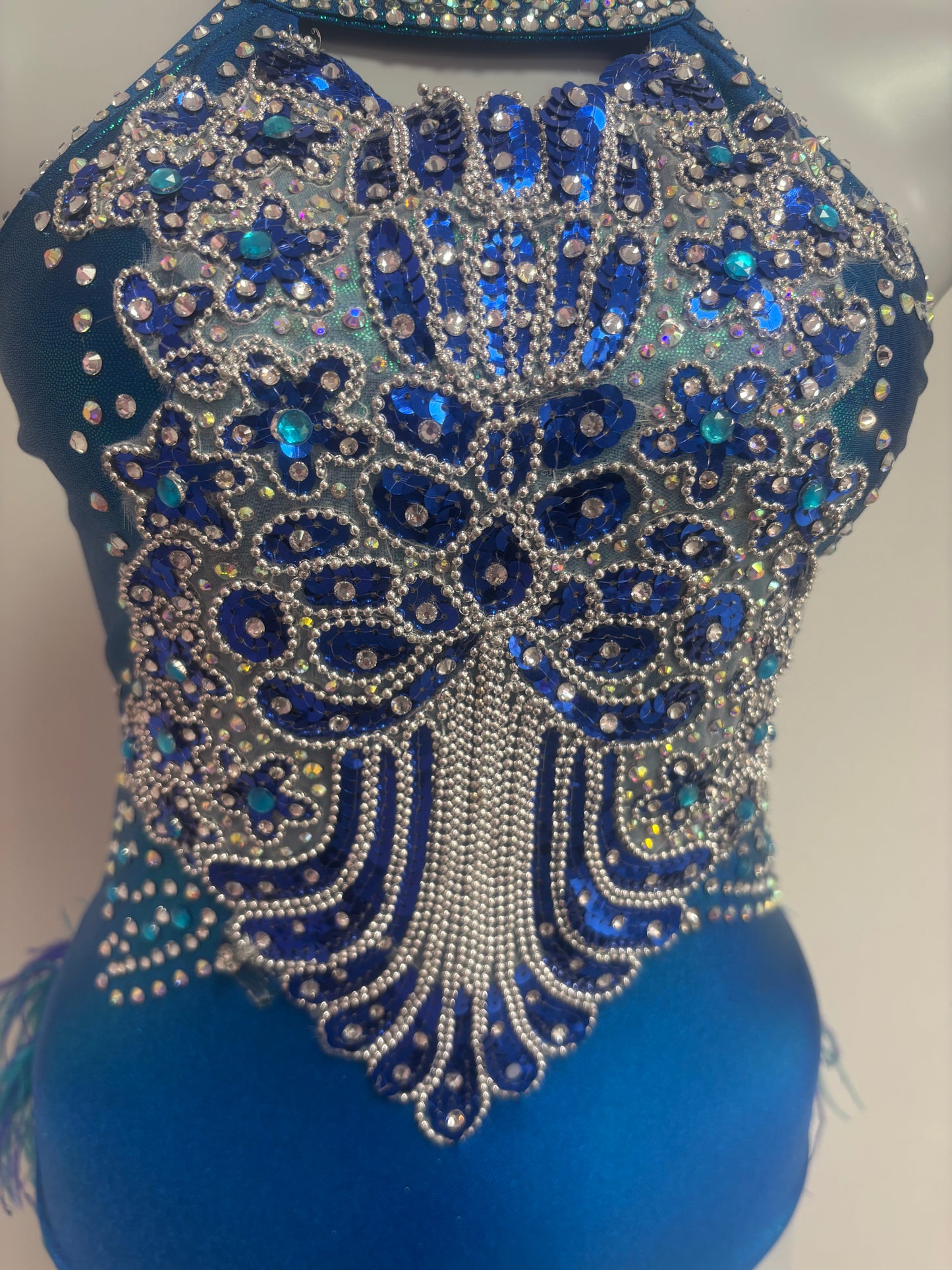 Preloved custom blue feather costume