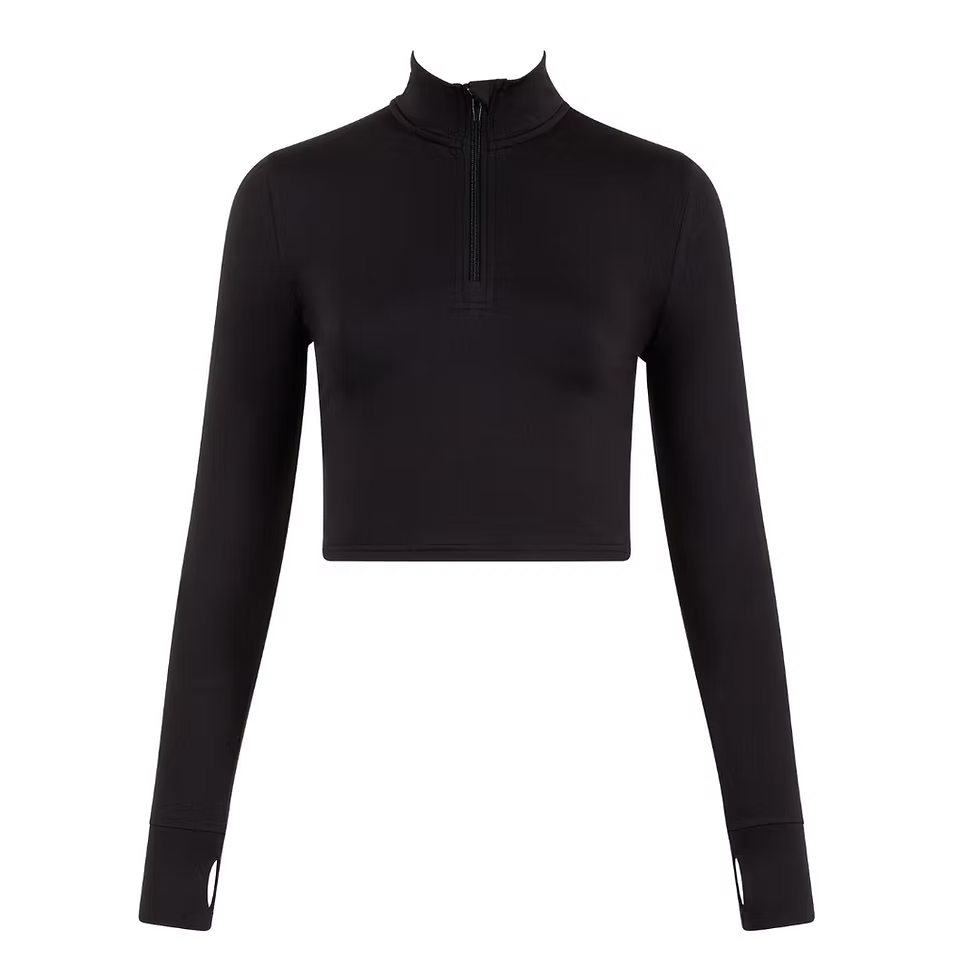 Long sleeved cropped zip jacket with logo