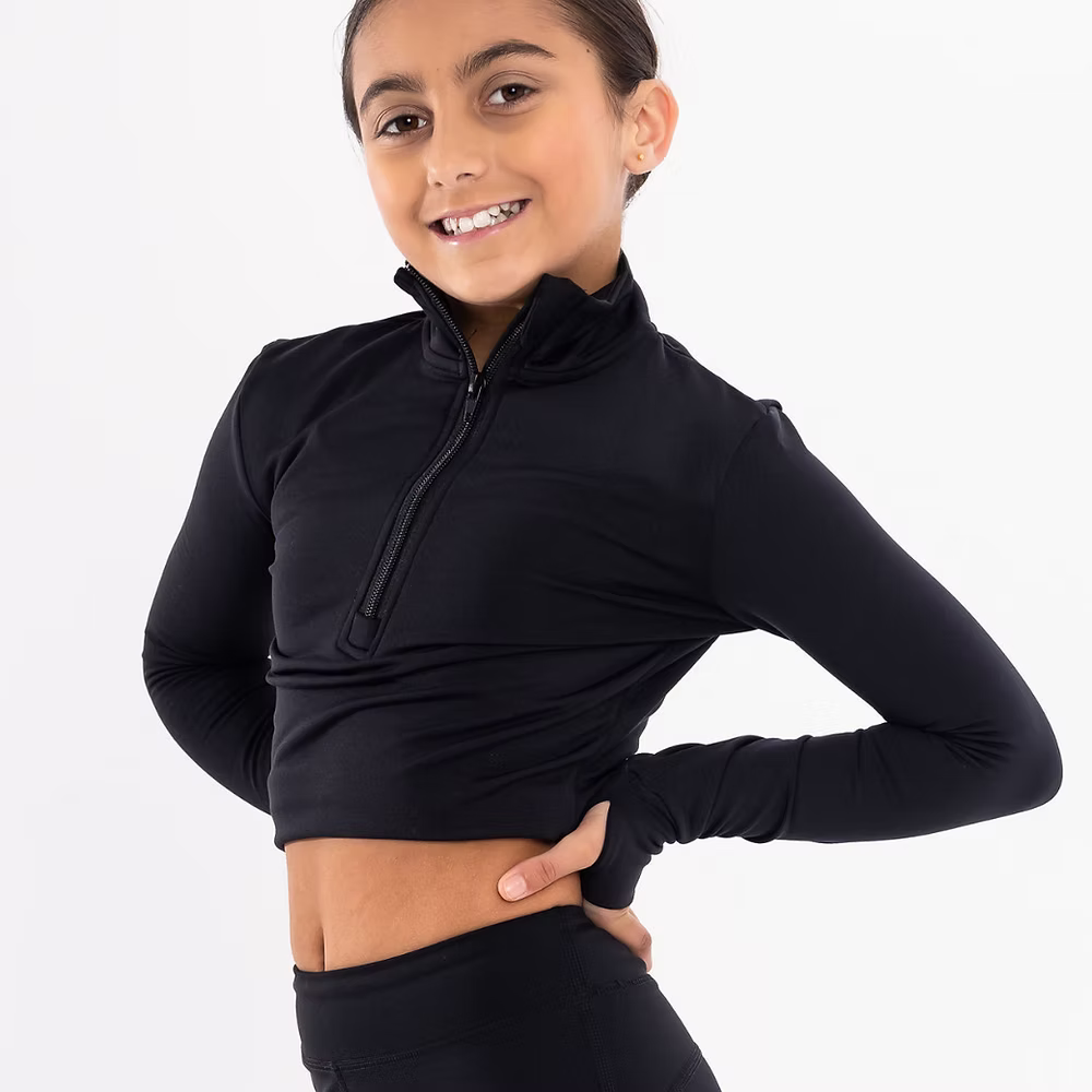 Long sleeved cropped zip jacket with logo
