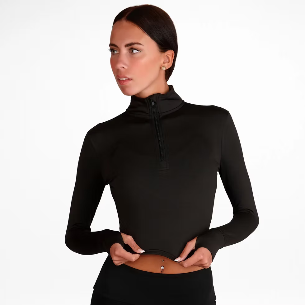Long sleeved cropped zip jacket with logo