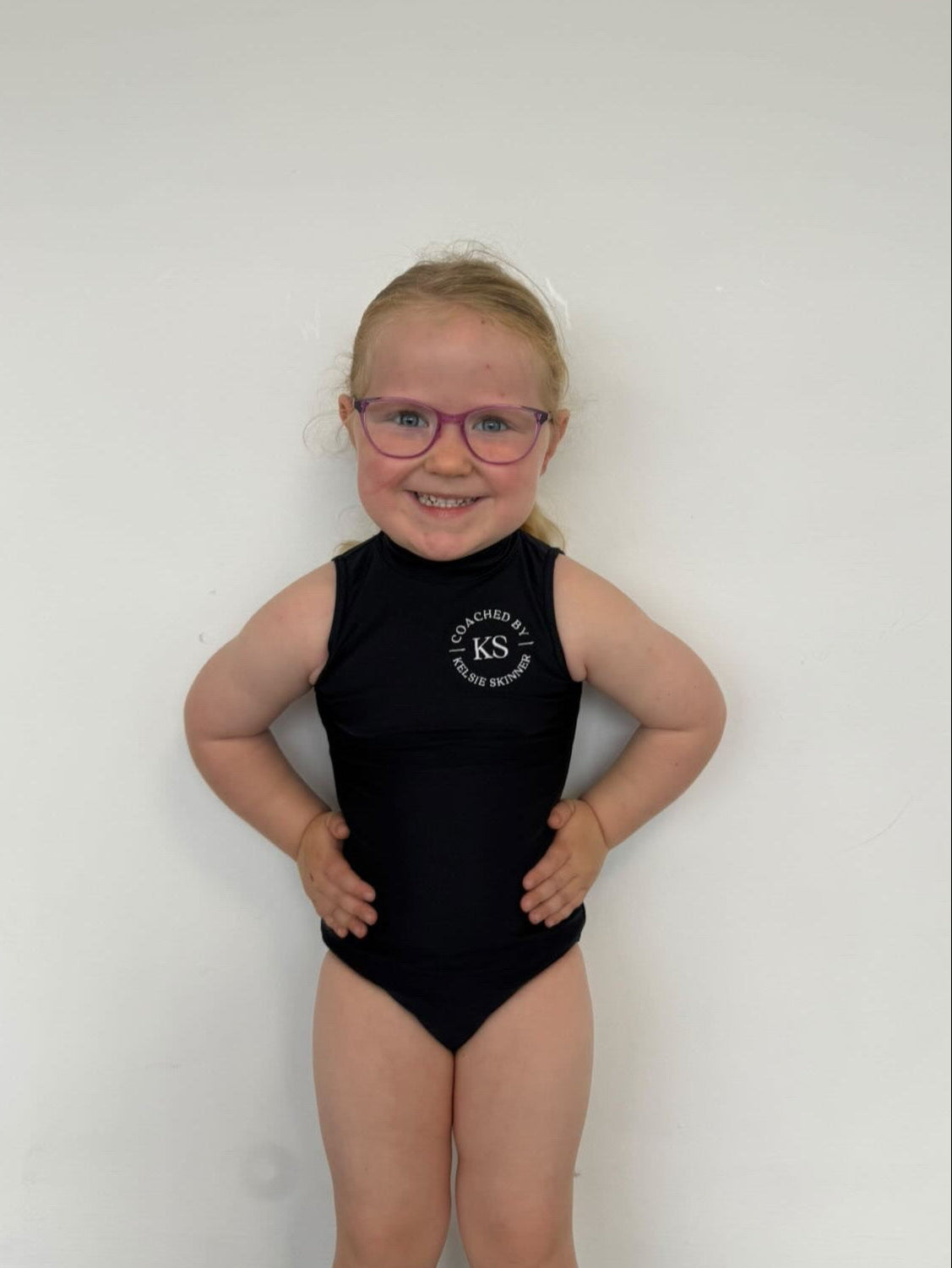 High neck leotard with logo